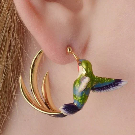 Boucles d'Oreilles à Motif Colibri