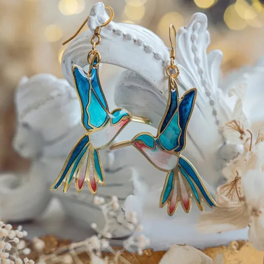 Boucles d'Oreilles Vintage Colibris