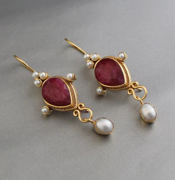 Boucles d'Oreilles Vintage Rubis