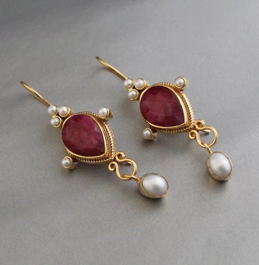 Boucles d'Oreilles Vintage Rubis