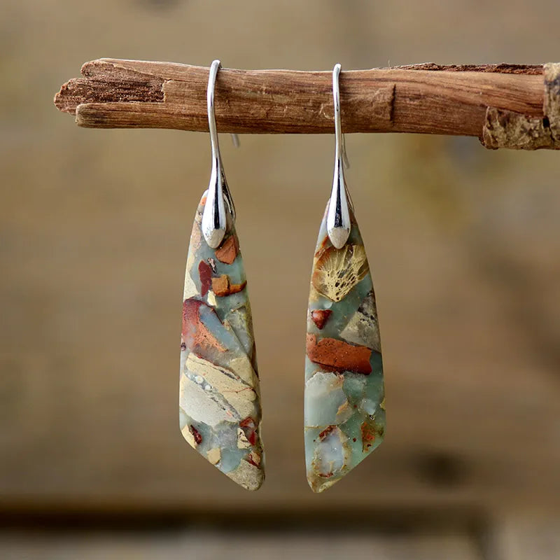 Boucles d'Oreilles Vintage Nature en Pierre